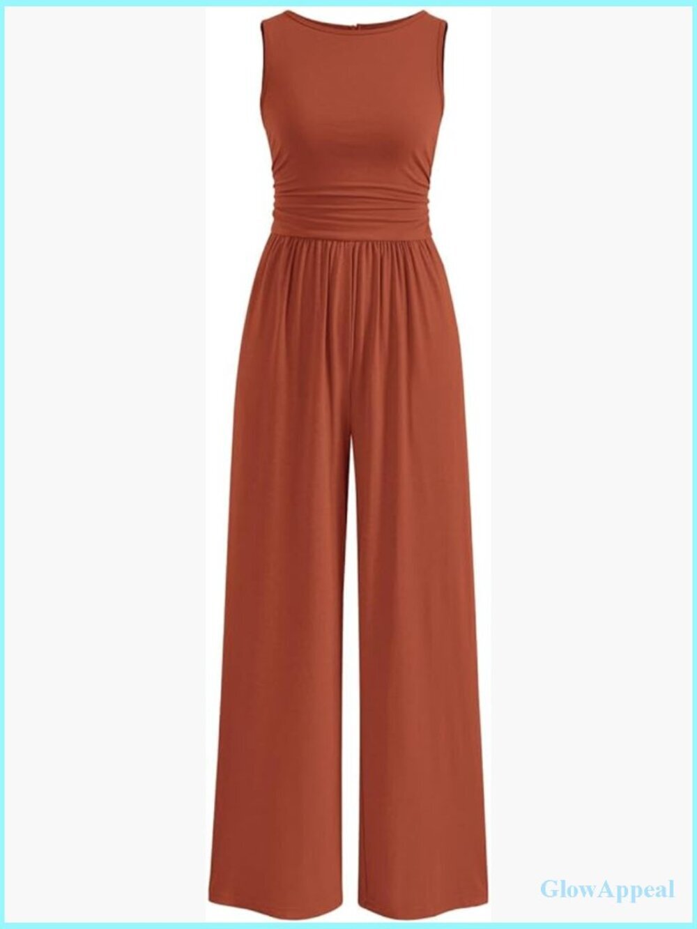 Sleeveless Crewneck Wide Leg Jumpsuit Romper Summer Vacation